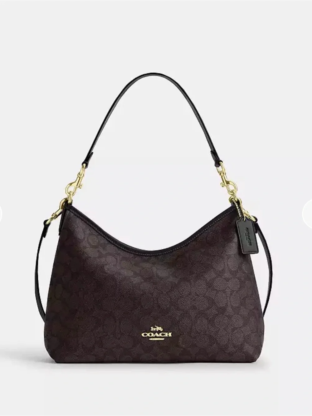 Coach Brown Signature Laurel Shoulder Bag with Gold Hardware